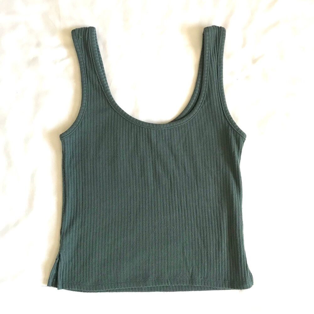 Mind Code Tank Top Blue Ribbed Crop Top Size S/M Cami Basic Capsule